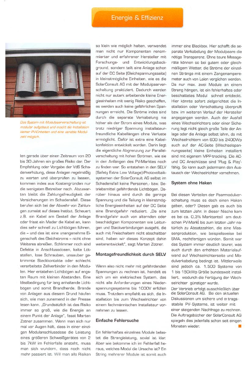 Artikel in Geb&auml;ude Digital &uuml;ber  Photovoltaik von Solarconsult und Solarinvert